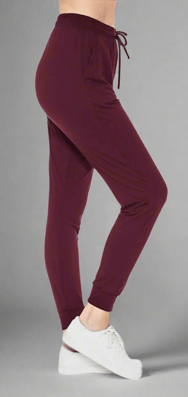 oolala Pants Burgundy Joggers with Pockets 🦋 oolala ButterflySoft™ | Burgundy Joggers Limited Edition Women's Leggings