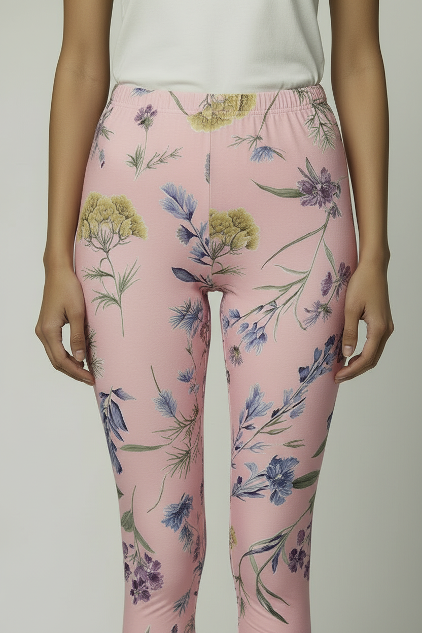 oolu™ Floral Garden Capri women's floral capri, LightPink, close-up lower leg ankle and floral print detail F#color_lightpink