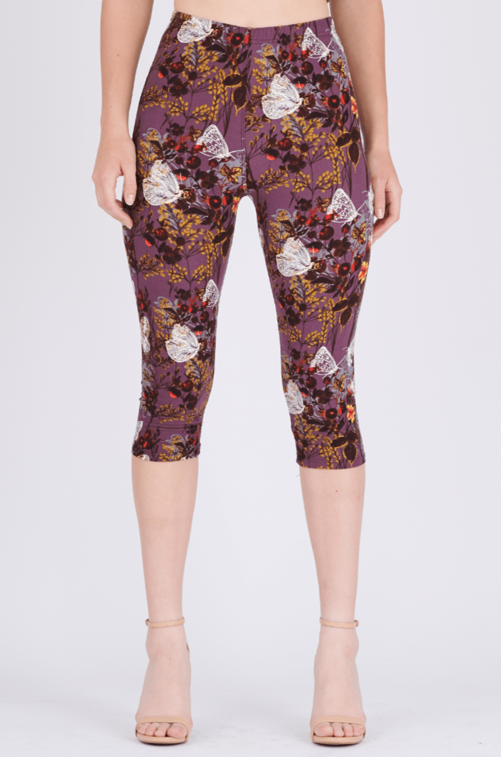 oolala Capri White Monarch Capri 🦋 oolala ButterflySoft™ | White Monarch Capri Limited Edition Women's Leggings
