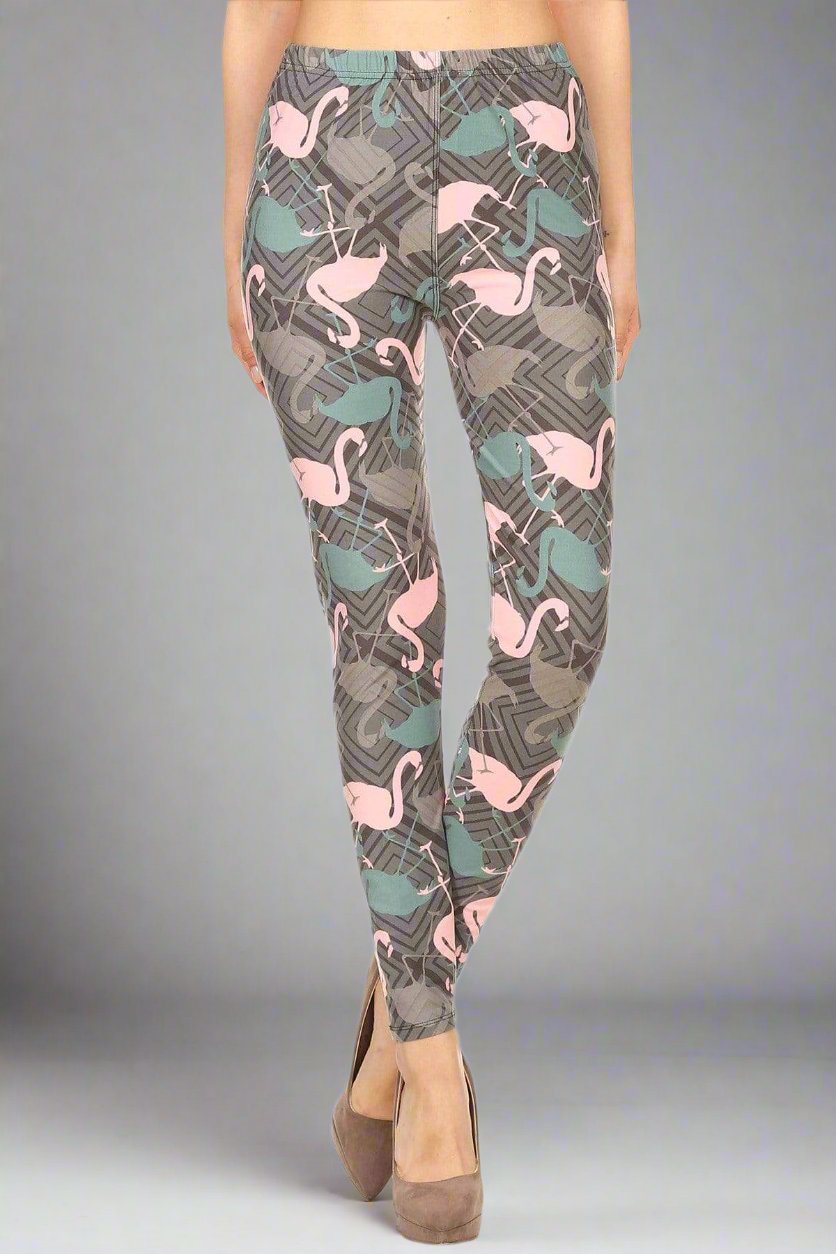 oolala Leggings Pink Flamingos 🦋 oolala ButterflySoft™ | Pink Flamingos Limited Edition Women's Leggings