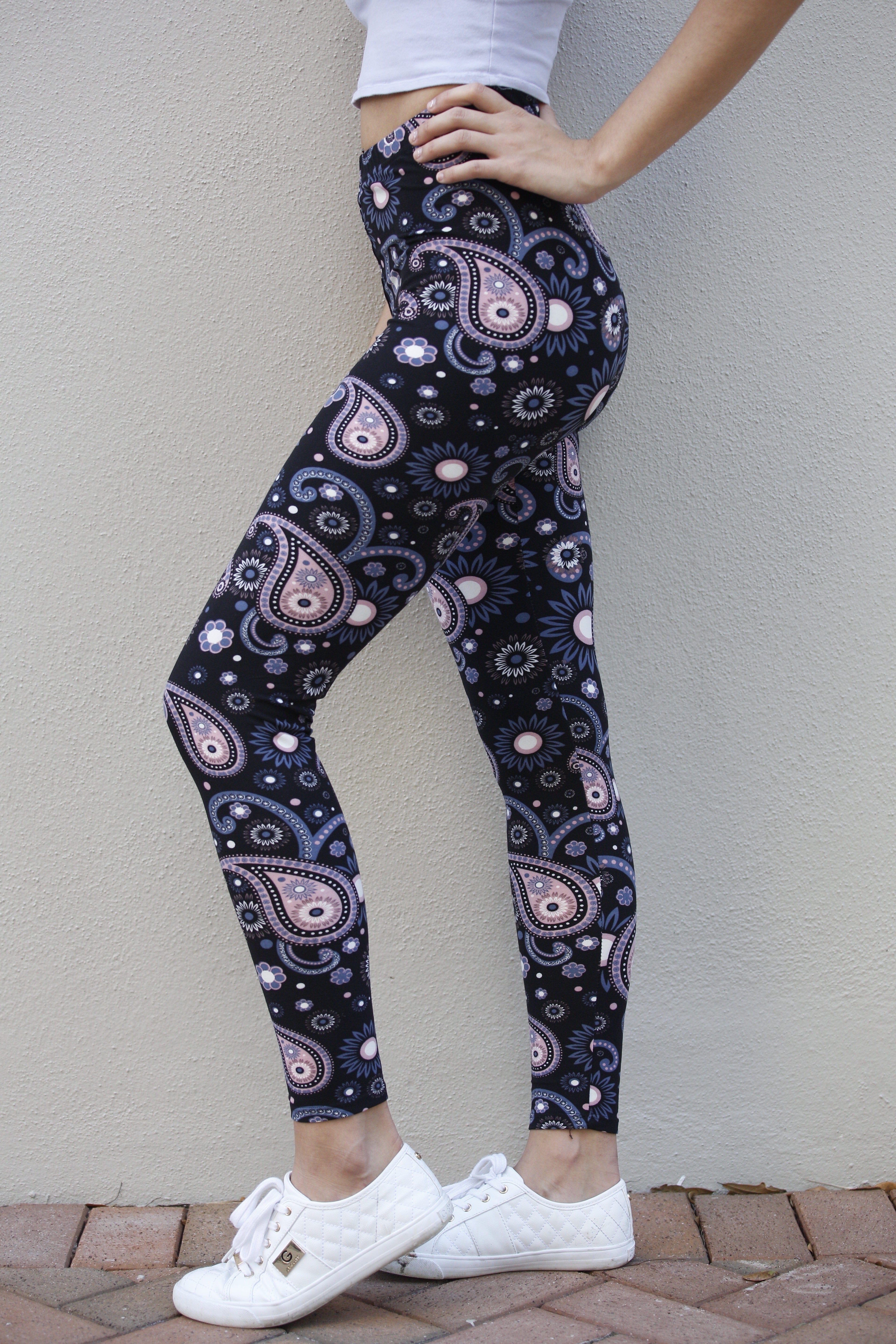 oolala Leggings Pink Paisley Pink Paisley- Soft, comfortable leggings. Beautiful designs and patterns.