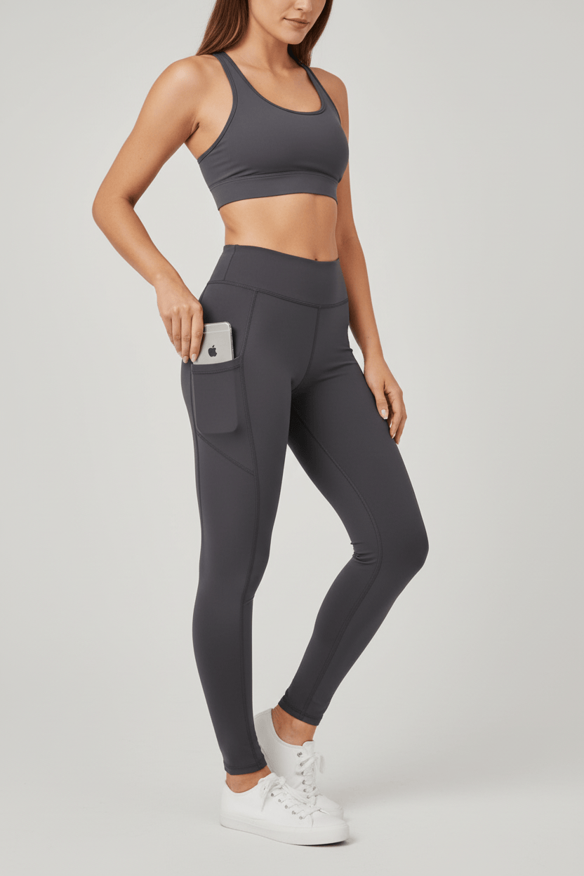 oolala Leggings Solid Charcoal with Pockets 🦋 oolala ButterflySoft™ | Solid Charcoal with Pockets Women's Leggings
