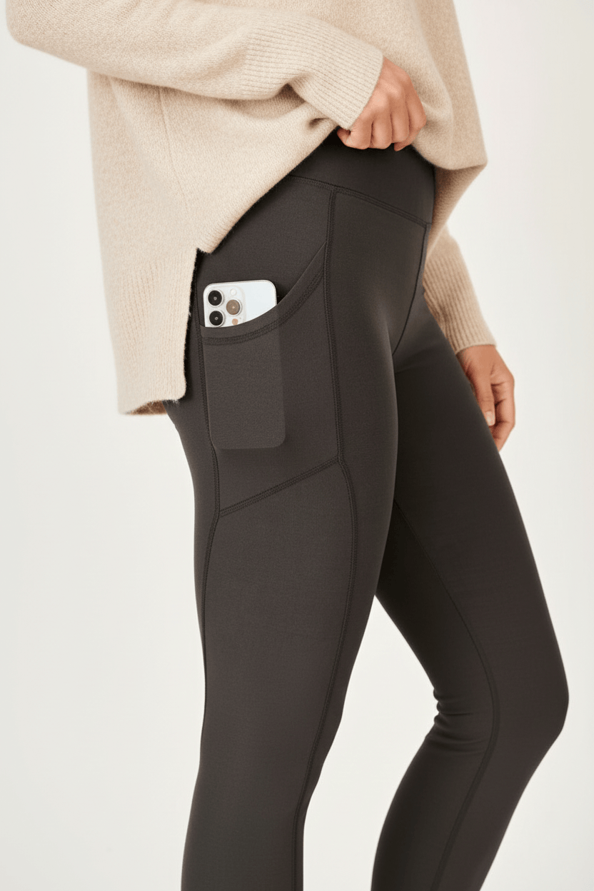 oolala Leggings Solid Charcoal with Pockets 🦋 oolala ButterflySoft™ | Solid Charcoal with Pockets Women's Leggings
