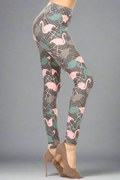 oolala Leggings Pink Flamingos Pink Flamingos - Soft, comfortable leggings. Beautiful designs and patterns. 