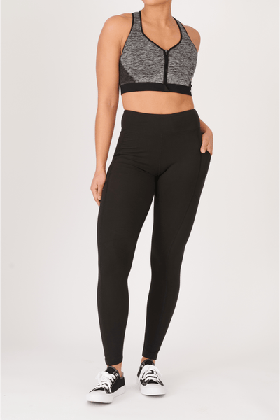 oolala Leggings Solid Black with Pockets 🦋 oolala ButterflySoft™ | Solid Black with Pockets Women's Leggings