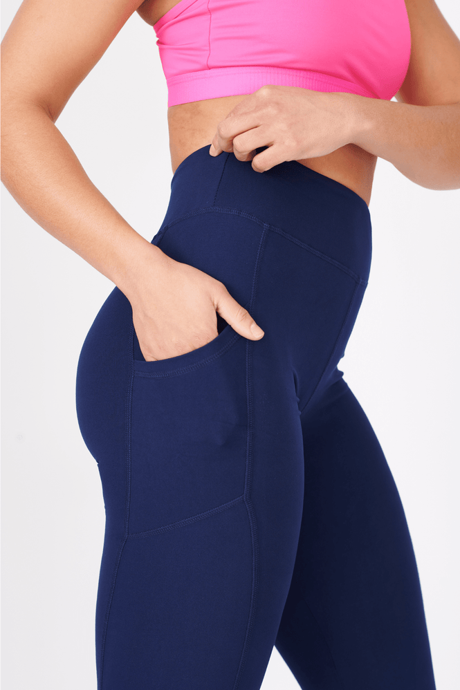 oolala Leggings Solid Navy with Pockets 🦋 oolala ButterflySoft™ | Solid Navy with Pockets Women's Leggings