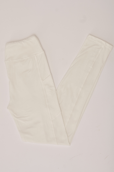 oolala Leggings Solid White with Pockets 🦋 oolala ButterflySoft™ | Solid White with Pockets Women's Leggings