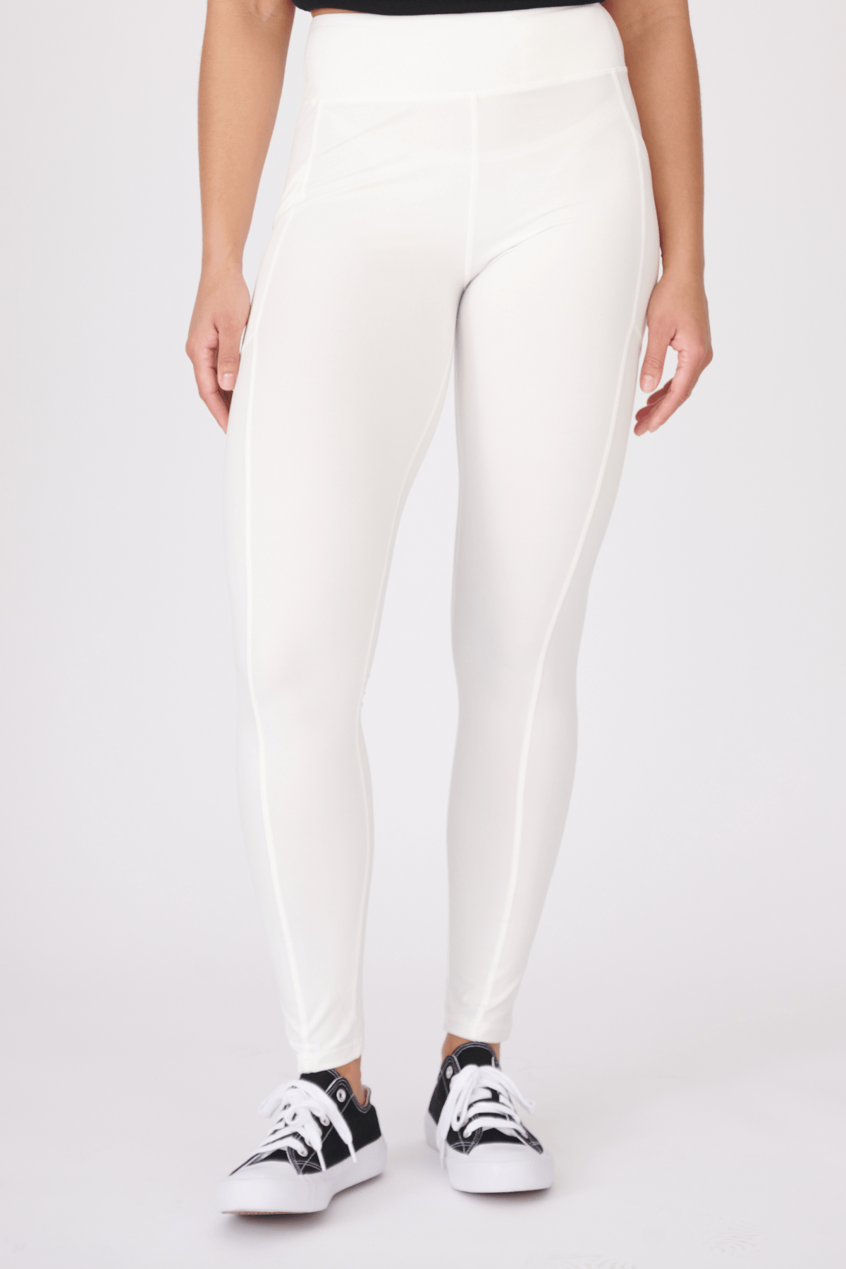 oolala Leggings Solid White with Pockets 🦋 oolala ButterflySoft™ | Solid White with Pockets Women's Leggings