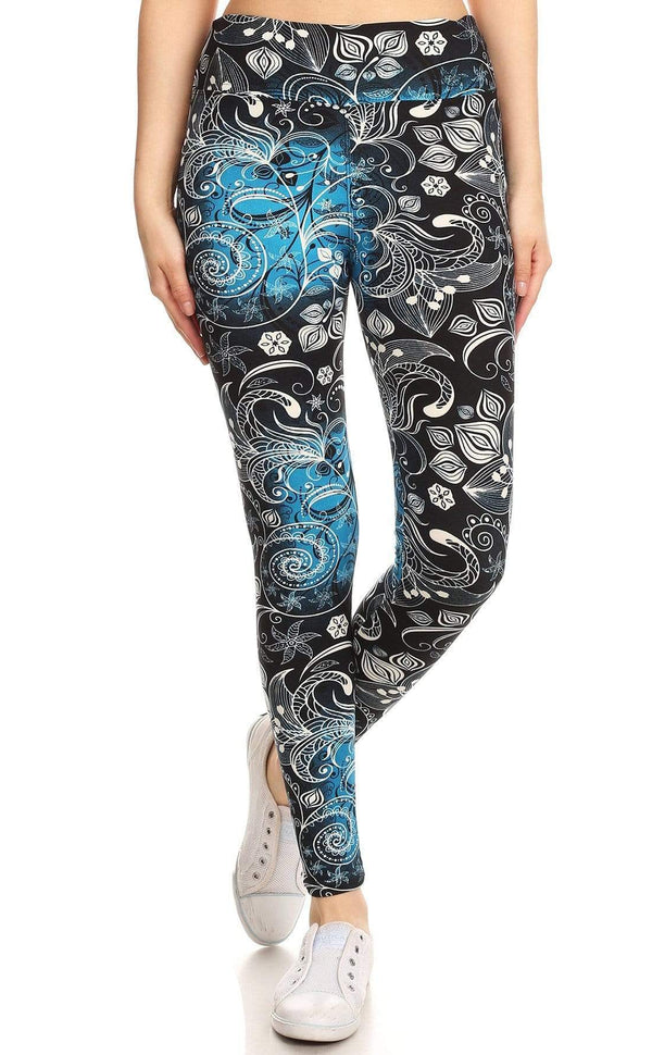 OxLaLa Leggings Blue Crush With Yoga Band