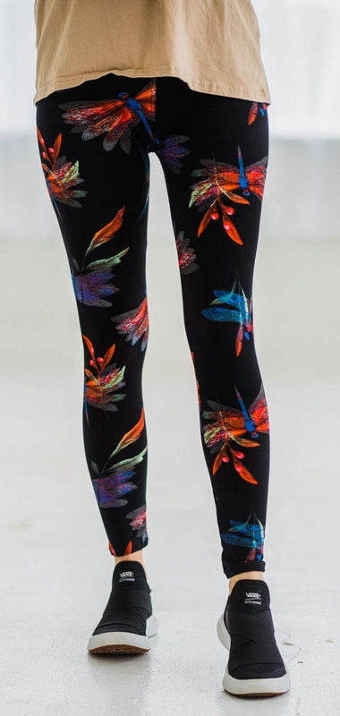 OxLaLa Leggings Dragonfly Paradise with Yoga Band Dragonfly Paradise with Yoga Band - Soft, comfortable leggings. Beautiful designs and patterns. 